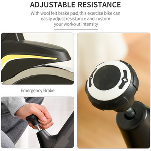 HOMCOM Upright Exercise Bike with Adjustable Resistance Seat - Black and Yellow by HOMCOM