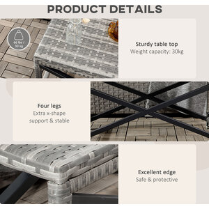 Outsunny Garden Coffee Table - Grey-'X' bar by Outsunny