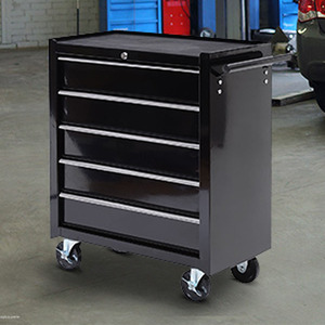 HOMCOM 5 Drawer Tool Storage Cabinet - Black & Silver by HOMCOM