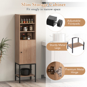 Freestanding Cabinet with Adjustable Shelf - Brown by Costway