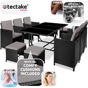 Malaga 641 Rattan Garden Furniture Set with Protective Cover by tectake
