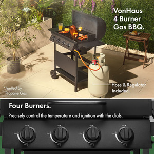 Compact Gas Grill - Black / 121.5cm by VonHaus