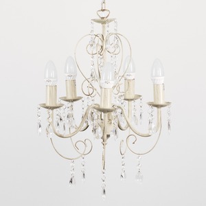 Lille Pair of 5 Way White Ceiling Light Chandeliers - White by ValueLights