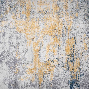 Silver Grey Ochre Distressed Abstract Living Area Rug by The Rug House