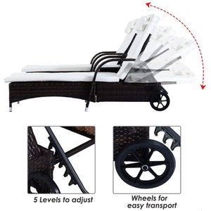 Outsunny Wicker Rattan Sun Lounger Set - Black by Outsunny