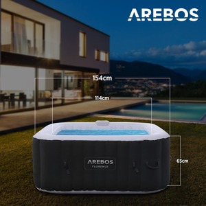 In-Outdoor Whirlpool Square Spa Pool Hot Tub Inflatable - Black by Arebos