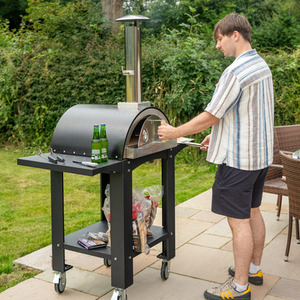Free Standing Extra Large Pizza Oven with Prep Stations - Black by Fresh Grills