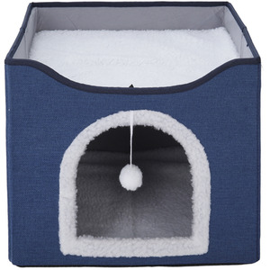 Foldable Cat Bed with Scratcher - Navy by Kidkid