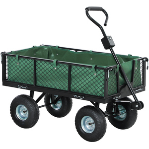 Outsunny Garden Cart with Quick-Release Sides, Removable Liner - Green by Outsunny