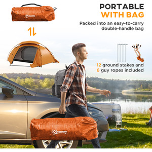 Outsunny 1-2 Man Camping Tent with Removable Rainfly Aluminium Frame by Outsunny