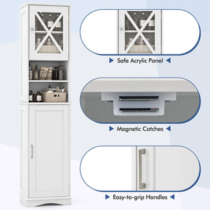 170cm Tall Bathroom Cabinet - White by Costway