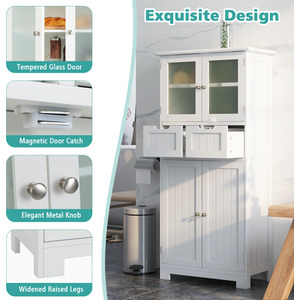 Freestanding Floor Cabinet - White by Costway