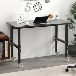 Adjustable Workbench Large Workspace with Casters - Black by Costway