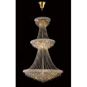 Alexandra Ceiling Pendant Chandelier 3 Tier 37 Light French Gold, Crystal - Gold