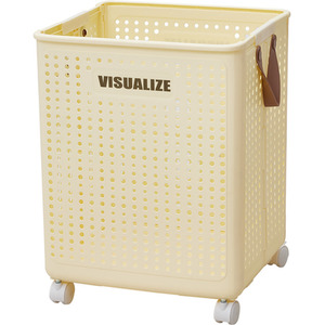 Foldable Laundry Basket with Wheels - Beige / 50cm / 31cm by Livingandhome