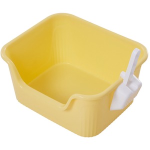 Solid-Colour Open Cat Litter Tray with Scoop by Livingandhome