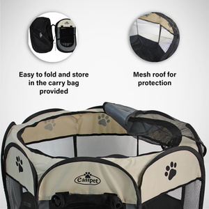 Portable Play Pen for Puppy or Dog in Black - Black / Medium by Actiaspet