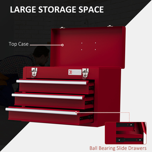 DURHAND Tool Chest Lockable Tool Box with Handle Latch - Red / 22cm / 32cm by DURHAND