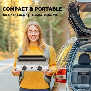 Outsunny Gas BBQ Grill with Non-Stick Griddle - Silver Tone / 44cm by Outsunny