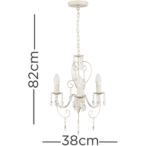 Lille 3 Way White Ceiling Light Chandelier - White by ValueLights