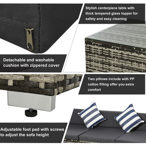 Outsunny 5 Pieces Rattan Sofa Set - Mixed Grey by Outsunny