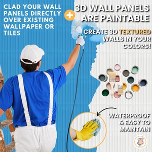 3D Wall Panels (50x50 cm) PVC Cladding Panel in 3D Fluted Line Design by NOVECRAFTO