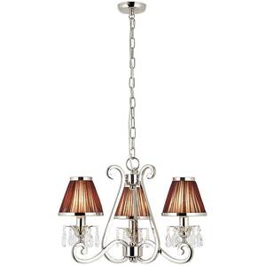 Oksana 3 Light Multi Arm Ceiling Pendant Chandelier Polished Nickel, E14