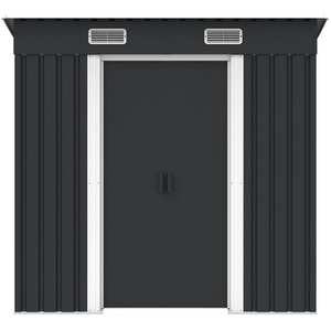 Metal Garden Shed With Free Foundation - Anthracite & White / 4ft x 6ft by BIRCHTREE