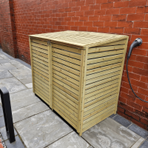 Large Wooden Double Wheelie Bin Storage - Natural by Samuel Alexander