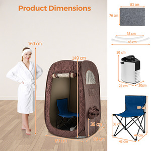 Portable Steam Sauna Tent Personal Sauna SPA - Brown by GAINOOM