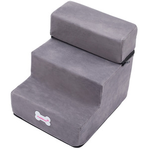 3-Step Convertible Pet Stairs with Removable Cover - Grey by Livingandhome