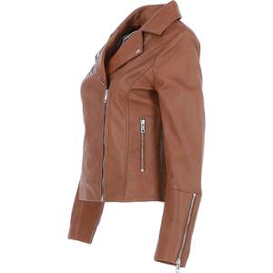 Giulia Veg Tanned Leather Biker Jacket by Ashwood Leather