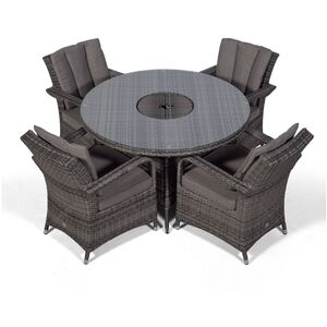 Arizona Round Rattan Patio Dining Set with Ice Bucket Drinks Cooler - Grey / 4 by Giardino