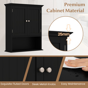 Bathroom Cabinet Wall Mounted Medicine Cabinet - Black by Costway