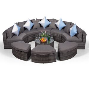 Monaco Luxury Large Rattan Garden Sofa Set - Grey by Giardino
