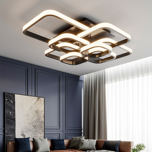 Square Black Frame Chandelier LED Ceiling Light - Black / 20cm / 160W by Livingandhome