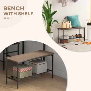 HOMCOM 4 Piece Dining Table and Chairs Set with 2 Chairs Bench by HOMCOM