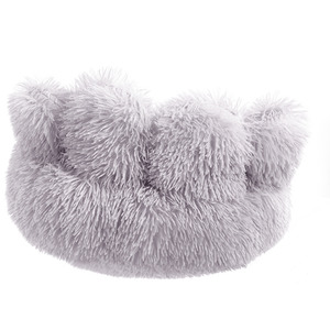 WhiskerJoy Dog Bed Plush Round Cozy Nest with Non-Slip Base - Grey / 50cm by WhiskerJoy