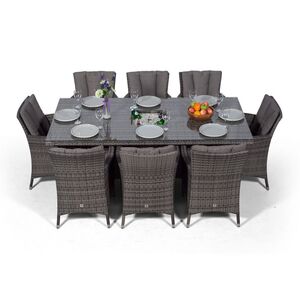 Savannah Square Rattan Patio Dining Set with Ice Bucket Drinks Cooler - Grey / 8 by Giardino
