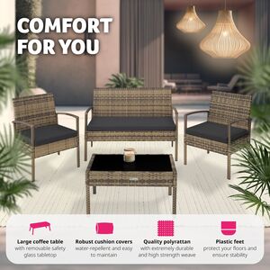 Sparta Rattan Garden Furniture Set - Nature by tectake