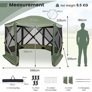Pop-up Screen House Tent Camping Gazebo by Costway