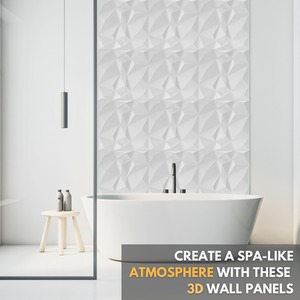 3D Wall Panels (50x50 cm) PVC Cladding Panel White Diamond Design by NOVECRAFTO