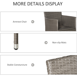 Outsunny 4PC Rattan Chair Patio Sofa Chairs Set - Grey / Metal Polyester Polyethylene by Outsunny