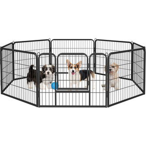 Heavy Duty 8 Panel Dog Playpen for Outdoor Indoor - Black / 60cm by Yaheetech