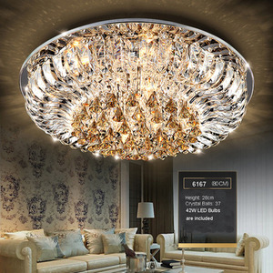 3 LED Colours Crystal Flush Ceiling Light Chandelier