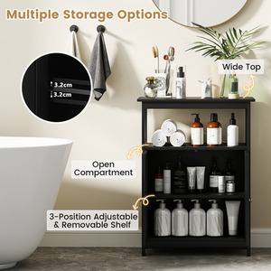 Bathroom Floor Cabinet Modern Storage Organizer - Black by Costway