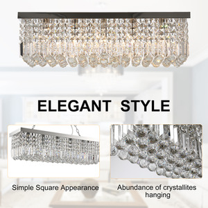 HOMCOM Crystal Ceiling Light Square Chandelier - Silver by HOMCOM