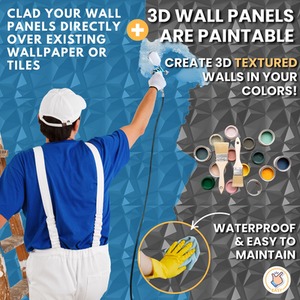 3D Wall Panels (50x50 cm) PVC Cladding Panel Silver Diamond Design by NOVECRAFTO