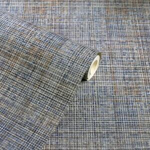 Country Tweed Wallpaper Textured Vinyl Linen Material Effect - Navy by Arthouse
