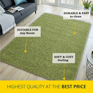 Abaseen Green Shaggy Rug Rectangular Soft Touch Thick Pile by Abaseen